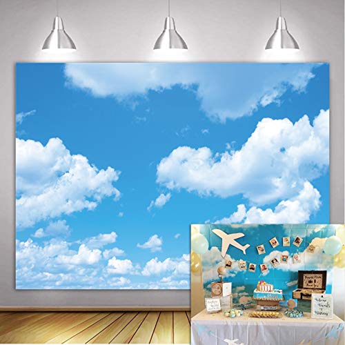 GYA 7x5ft Blue Sky White Clouds Photo Background Sunshine Sky Clouds Theme Photography Backdrop Photo Booth Wedding Party Decor Background Studio Props Vinyl