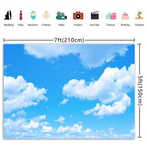 GYA 7x5ft Blue Sky White Clouds Photo Background Sunshine Sky Clouds Theme Photography Backdrop Photo Booth Wedding Party Decor Background Studio Props Vinyl