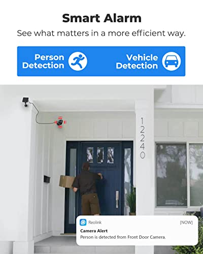 REOLINK Security Camera Wireless Outdoor, 2K 4MP Night Vision with Spotlight, 2.4/5Ghz WiFi, Wire-Free Battery Solar Powered, Smart Detection, No Hub Needed, Argus 3 Pro with Solar Panel (Black)