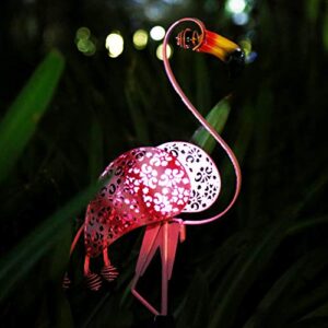 Easybuy 42.5" Garden Solar Light Flamingo Outdoor Crackle Glass Decorative Lights Path Landscape Waterproof Decor Outside Backyard Yard Patio Lights Outdoor Yard Decorations Flamingo Gifts