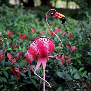 Easybuy 42.5" Garden Solar Light Flamingo Outdoor Crackle Glass Decorative Lights Path Landscape Waterproof Decor Outside Backyard Yard Patio Lights Outdoor Yard Decorations Flamingo Gifts