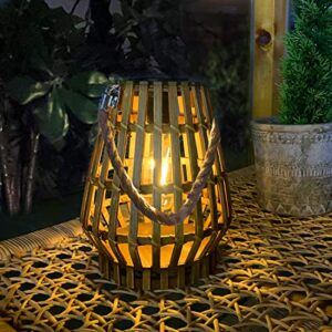 hanging solar lantern rattan outdoor lanterns for patio waterproof with handle large bright natural bamboo solar table lamp led lights edison bulb design decor for wedding yard garden farmhouse