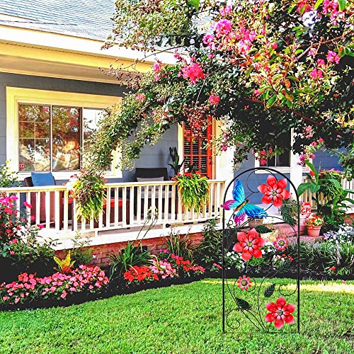 YEAHOME 34inch Decorative Garden Stakes, Outdoor Garden Decor Metal Flower Butterflies Spring Gardening Decor Art Yard Signs, Outdoor Decorations for Patio Outside Yard Lawn