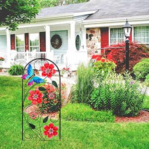 YEAHOME 34inch Decorative Garden Stakes, Outdoor Garden Decor Metal Flower Butterflies Spring Gardening Decor Art Yard Signs, Outdoor Decorations for Patio Outside Yard Lawn