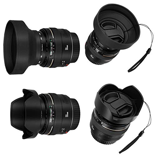55mm Lens Hood Set Compatible with Nikon D3400 D3500 D5500 D5600 D7500 DSLR Camera with AF-P DX 18-55mm f/3.5-5.6G VR Lens, Collapsible Rubber Hood + Reversible Tulip Flower Hood + Lens Cap