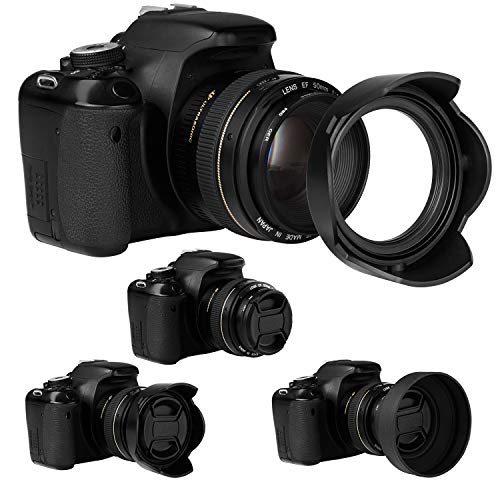 55mm Lens Hood Set Compatible with Nikon D3400 D3500 D5500 D5600 D7500 DSLR Camera with AF-P DX 18-55mm f/3.5-5.6G VR Lens, Collapsible Rubber Hood + Reversible Tulip Flower Hood + Lens Cap