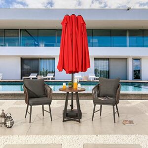 LOKATSE HOME 15 Ft Double Sided Patio Umbrella with Crank Handle and Water Fillable Base Stand Twin Head Sun Shade for Outdoor Garden Balcony Market Poolside, Red