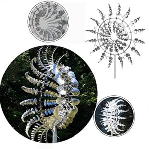 Wind Spinners for Yard and Garden，Windmills for The Yard Garden,Pinwheels for Yard and Garden,Garden Decor for Outside,Metal Yard Art (2 PCS -Silver)