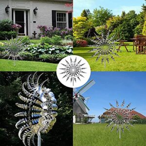 Wind Spinners for Yard and Garden，Windmills for The Yard Garden,Pinwheels for Yard and Garden,Garden Decor for Outside,Metal Yard Art (2 PCS -Silver)