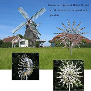 Wind Spinners for Yard and Garden，Windmills for The Yard Garden,Pinwheels for Yard and Garden,Garden Decor for Outside,Metal Yard Art (2 PCS -Silver)