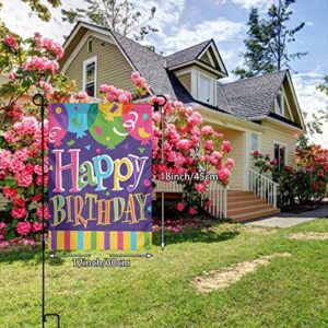 Happy Birthday Garden Flag Double Sided Yard Sign Colorful Garden Flag Banner for Indoor Outdoor Home