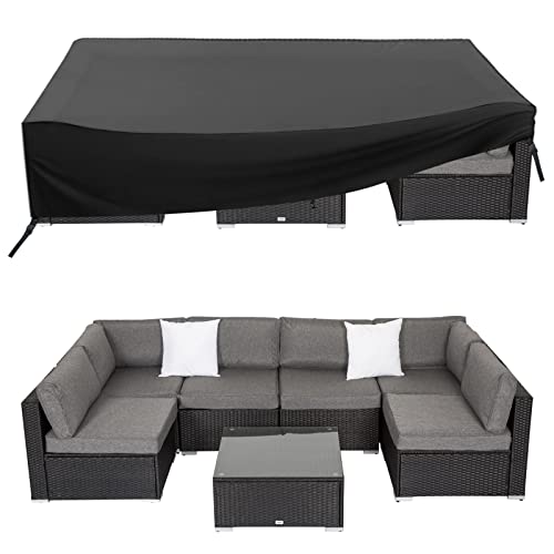 Outdoor Furniture Cover Waterproof Rectangle Patio Table Chair Cover Durable Outdoor Sectional Sofa Set Covers with 4 Windproof Buckles, Anti-UV, Black 70"x47"x29"