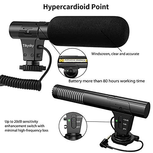 tikysky Camera Microphone, M-1 Video Microphone for DSLR Interview Shotgun Mic for Canon Nikon Sony Fuji Videomic with Windscreen 3.5mm Jack