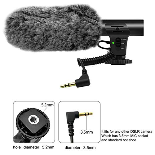 tikysky Camera Microphone, M-1 Video Microphone for DSLR Interview Shotgun Mic for Canon Nikon Sony Fuji Videomic with Windscreen 3.5mm Jack