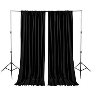 hiasan black backdrop curtains for parties, polyester photography backdrop drapes for family gatherings, wedding decorations, 5ftx10ft, set of 2 panels