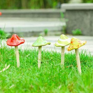 ceramic mushroom garden decor – 4pcs ceramic mushrooms for garden, mushroom statue decor, fairy garden lawn ornament decor
