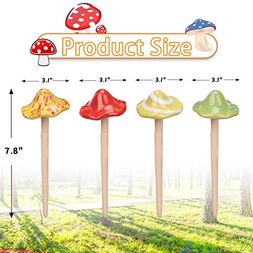 Ceramic Mushroom Garden Decor - 4pcs Ceramic Mushrooms for Garden, Mushroom Statue Decor, Fairy Garden Lawn Ornament Decor