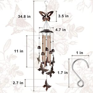 Yiiwinwy Butterfly Wind Chimes Memorial Gifts Wind Chimes for Outside, Deep Tone WindChimes Outdoors Clearance Birthday Festival Gifts for Women Mom Grandma, Home Garden Patio Gallery Decor(Bronze)