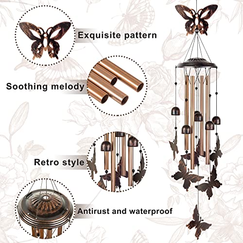 Yiiwinwy Butterfly Wind Chimes Memorial Gifts Wind Chimes for Outside, Deep Tone WindChimes Outdoors Clearance Birthday Festival Gifts for Women Mom Grandma, Home Garden Patio Gallery Decor(Bronze)