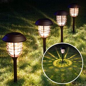 solpex 4 pack solar outdoor lights, glass and metal path lights, high lumen output per led for landscape, lawn, patio, yard, garden