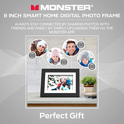 Monster Smart Home 16 GB Digital Photo Frame, High Definition 1280p Smart Picture Frame- 8 inch