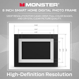 Monster Smart Home 16 GB Digital Photo Frame, High Definition 1280p Smart Picture Frame- 8 inch