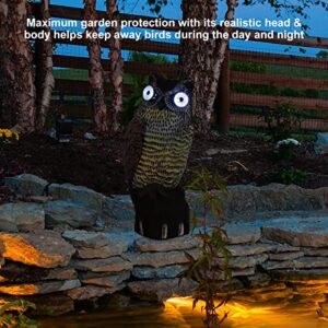 Galashield Owl Decoy | Plastic Owls to Scare Birds Away with Solar Powered LED Eyes | Owl Statue for Garden & Outdoors