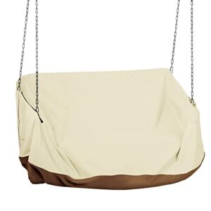 Outdoor Porch Swing Cover Waterproof Heavy Duty 420D Hanging Swing Chair Cover Replacement for Yard Swing Patio Furniture Cover 61x27.5x(35-27.5)Inch Beige