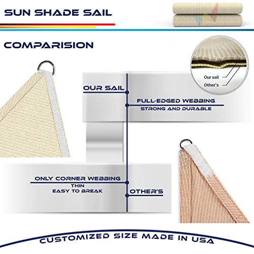 Windscreen4less Equilateral Triangle Sun Shade Sail Canopy 12' x 12' x 12' in Beige with Commercial Grade for Patio Lawn Garden Outdoor Facility and Activities - Customized