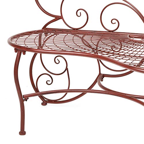 Alpine Corporation BAZ400RD Alpine Butterfly Metal Two People Outdoor Bench, 62" L x 26" W x 38" H, Red