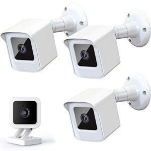 pef mount for all-new wyze cam v3 only, weatherproof protective cover and 360 degree adjustable wall mount solid housing for wyze v3 outdoor indoor smart home camera system (white, 3 pack)