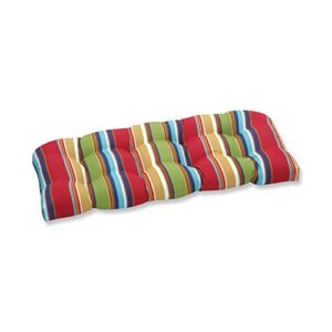 pillow perfect 562780 outdoor/indoor westport garden tufted loveseat cushion, 44″ x 19″, red