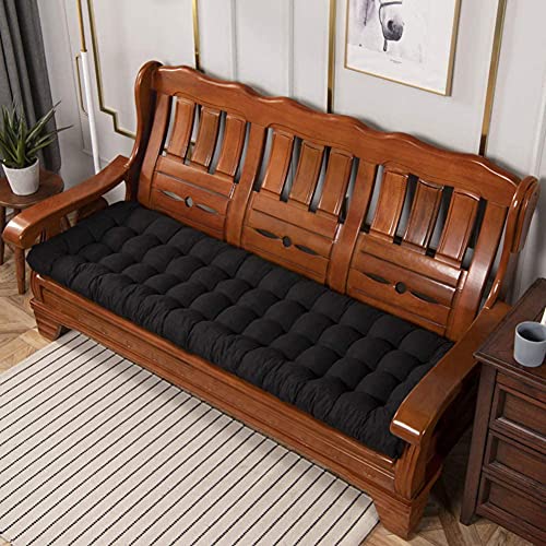 WanJing Outdoor BenchSettee Cushion with Ties,Cotton Garden Furniture Loveseat Cushion Patio Non-Slip Lounger Chair Back Cushion,Bench Pallet Couch Outdoor Cushion,Washable, C Black, 48x20 inch