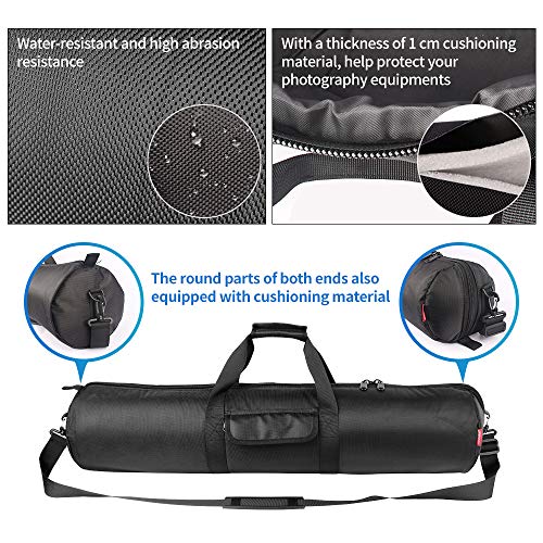 HEMMOTOP Tripod Carrying Case Bag 31.5x7x7in/80x18x18cm Heavy Duty with Storage Bag and Shoulder Strap Padded Carrying Bag for Light Stands, Boom Stand, Tripod,Mic Stand and Tent Pole