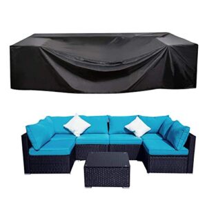 uxunblue outdoor patio furniture covers 210d oxford polyester black large size rectangular sectional furniture set covers fits to 12seats sofa cover 110″l waterproof | anti-uv(110″l x 83″w x 28″h)