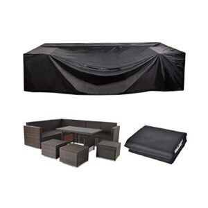 UXUNBlue Outdoor Patio Furniture Covers 210D Oxford Polyester Black Large Size Rectangular Sectional Furniture Set Covers Fits to 12Seats Sofa Cover 110"L Waterproof | Anti-UV(110"L x 83"W x 28"H)