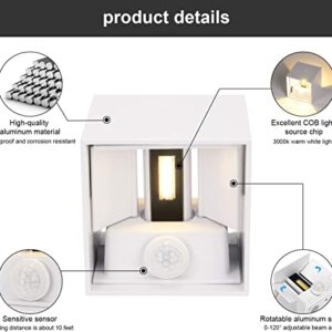 INHDBOX Motion Sensor LED Wall Lighting Sconce, 7W Warm Light Outdoor Waterproof Adjustable Wall Lamp, Motion Detector Garden/Hallway/Pathway Porch Light