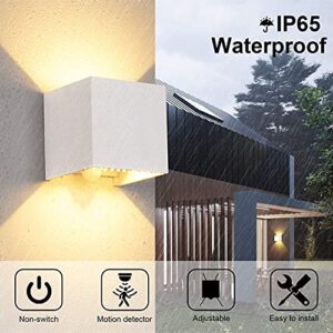 INHDBOX Motion Sensor LED Wall Lighting Sconce, 7W Warm Light Outdoor Waterproof Adjustable Wall Lamp, Motion Detector Garden/Hallway/Pathway Porch Light