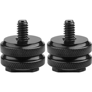 camera hot shoe mount to 1/4″-20 tripod screw adapter flash shoe mount for dslr camera rig (pack of 2)