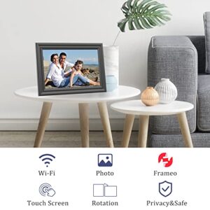 FRAMEO Digital Frame WiFi 10.1 Inch Digital Picture Frame, 16GB Storage, Auto-Rotate,IPS Touch Screen,Wall-mountable, Easy Setup and Share Photos and Videos via Free App from Anywhere