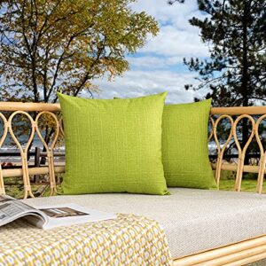 Kevin Textile Pack of 2 Decorative Outdoor Waterproof Pillow Covers Checkered Garden Cushion Sham Throw Pillowcase Shell for Patio Tent Couch 16x16 Inch Green