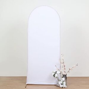 efavormart 6ft white spandex fit round top backdrop frame stand cover, 2-sided wedding arch cover