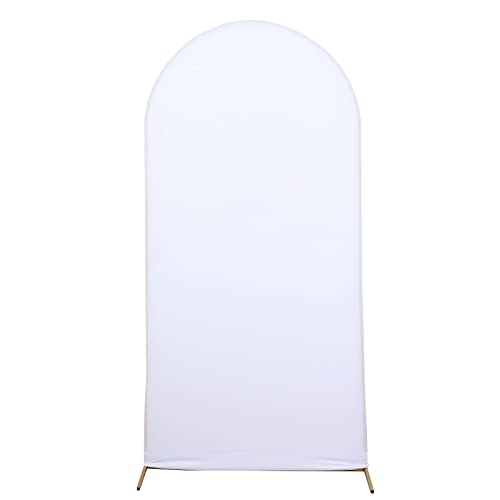 Efavormart 6ft White Spandex Fit Round Top Backdrop Frame Stand Cover, 2-Sided Wedding Arch Cover