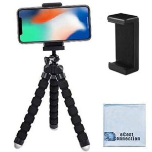 Acuvar 6.5” inch Flexible Tripod with Universal Mount for All Smartphones & an eCostConnection Microfiber Cloth