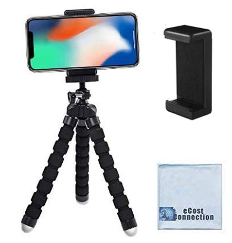 Acuvar 6.5” inch Flexible Tripod with Universal Mount for All Smartphones & an eCostConnection Microfiber Cloth