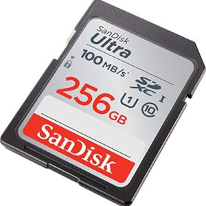 SanDisk 256GB SDXC SD Ultra Memory Card Works with Canon EOS Rebel T7, Rebel T6, 77D Digital Camera Class 10 (SDSDUNR-256G-GN6IN) Bundle with (1) Everything But Stromboli Combo Card Reader