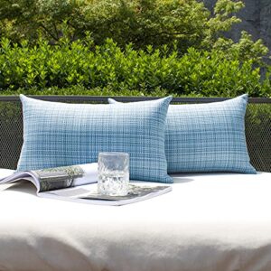 kevin textile pack of 2 decorative outdoor waterproof pillow covers garden cushion sham throw pillowcase shell for patio tent couch 12×20 inch light blue