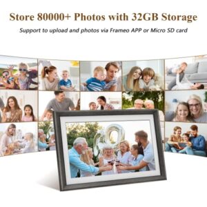 Frameo 15.6 Inch 32GB Large WiFi Digital Picture Frame 1920 * 1080 IPS FHD Touch Screen Electronic Smart Digital Photo Frame Wall Mountable Auto-Rotate iOS and Android Easy Setup to Photos or Video