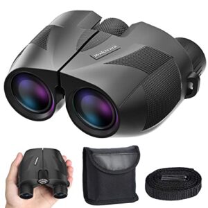 compact binoculars 15×25 for adults and kids, waterproof binocular with low light vision, easy focus binoculars for bird watching