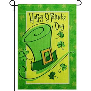 Boao St Patrick's Day Garden Flag Shamrock Double Sided Irish Shamrock Yard Flag Holiday Decorative Flag 12 x 18 Inch for St Patrick's Day Indoor Outdoor Decoration